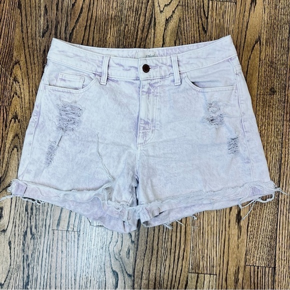 Universal Thread Size 4 / 27 Purple Acid Wash Vintage Stretch Midi Denim Shorts - Picture 1 of 10